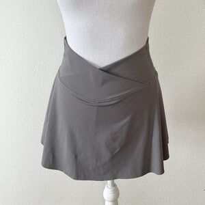Gray Tennis Skort with Overlap Waistband